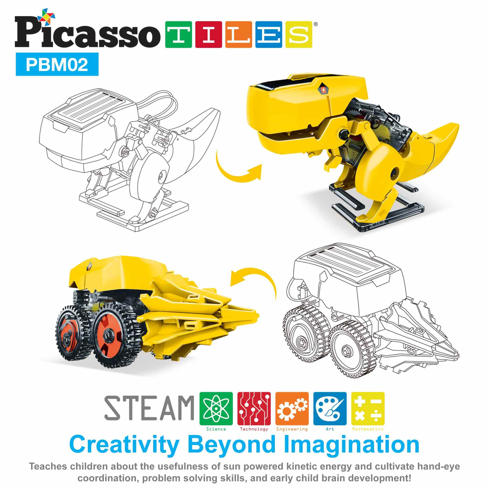 Solar powered dinosaur robot educational STEM kit with 3-in-1 DIY designs for creative eco-friendly learning.