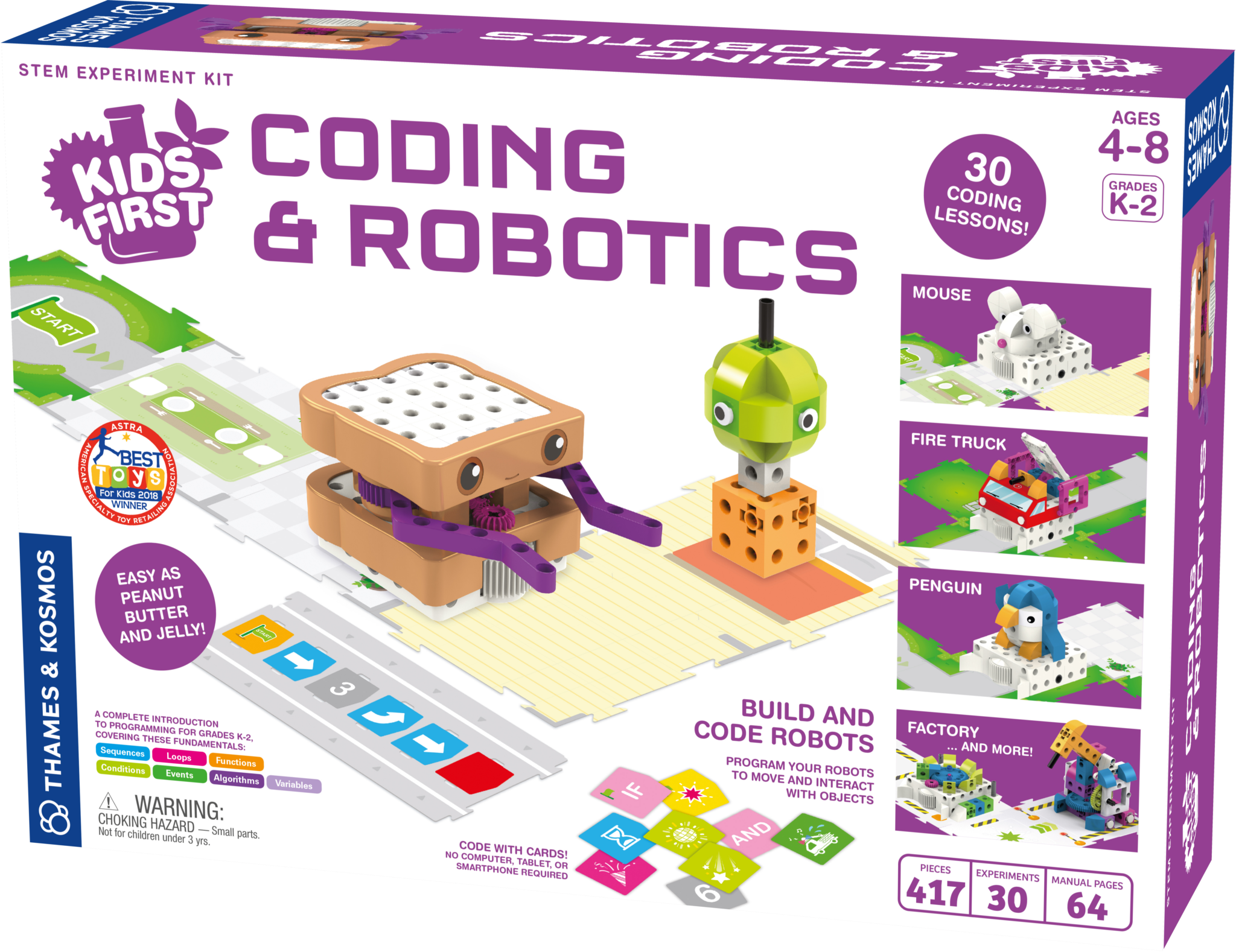 Kids First Coding & Robotics STEM kit for ages 4-8 with robot models, coding cards, and interactive lessons.