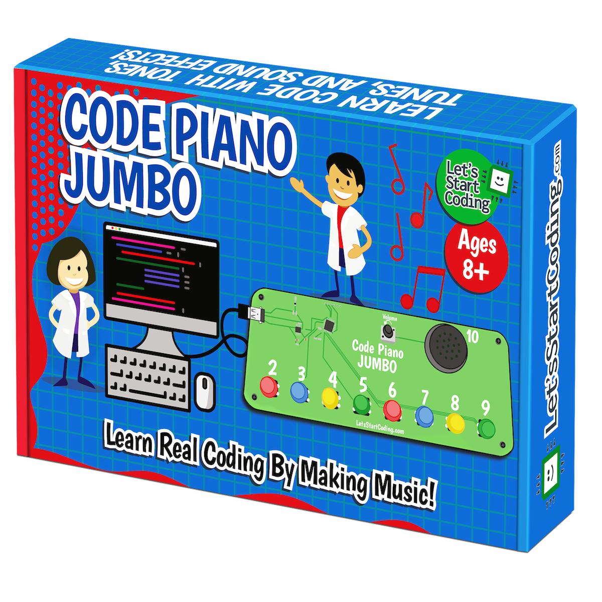 Code Piano Jumbo coding kit with arcade-style buttons and built-in speaker for kids 8+ to learn coding through music creation