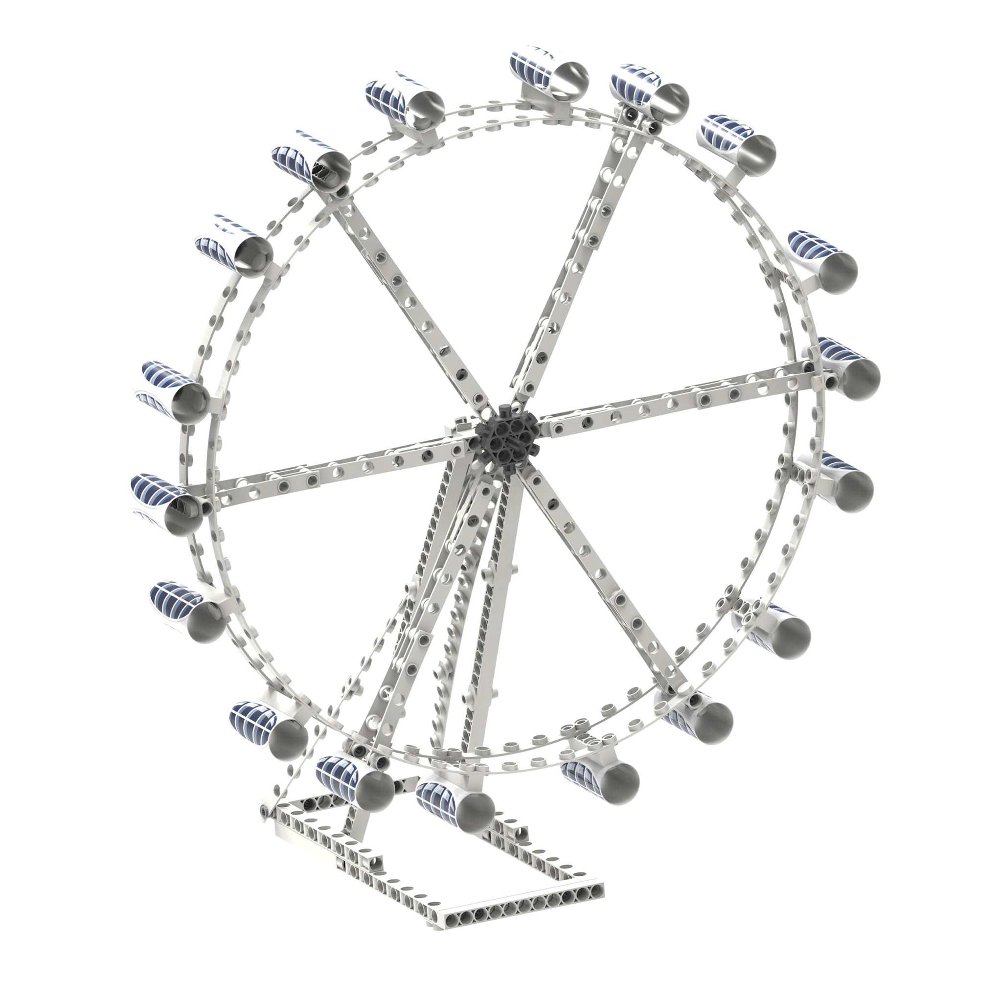 Model Ferris wheel built from modular architectural engineering kit pieces
