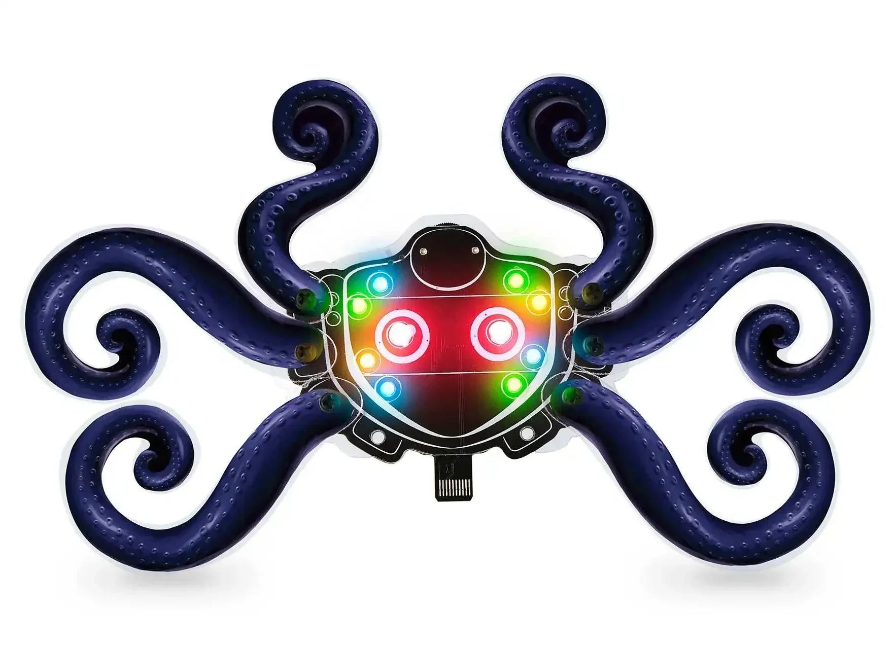 Wacky Robot Artemis mini robot kit with colorful blinking LEDs and flexible tentacle arms for STEM learning.