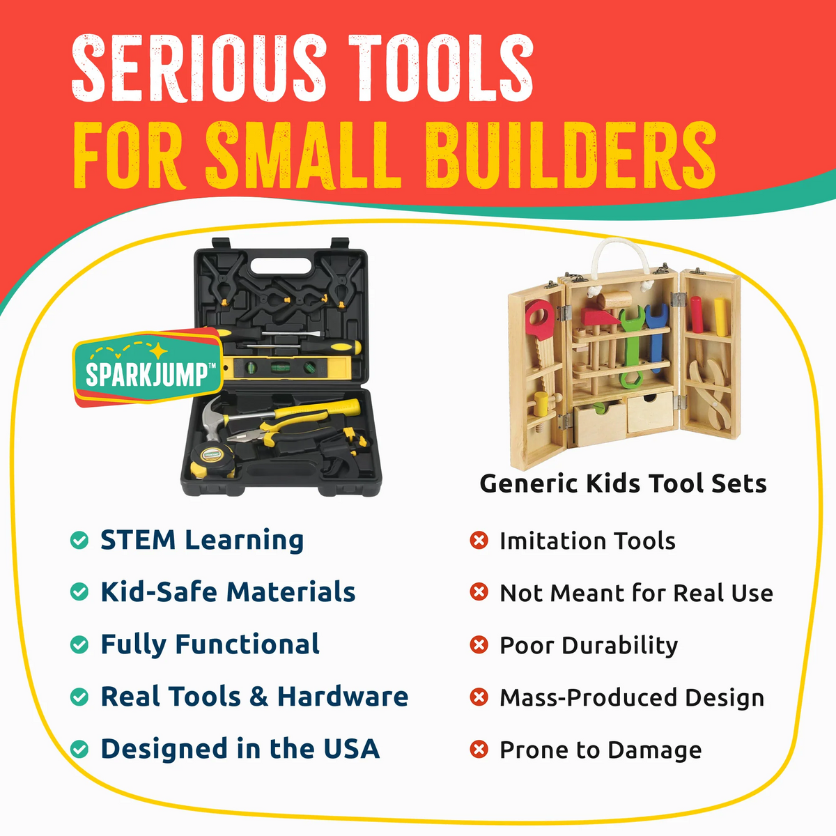Kids Deluxe Real Tool Set with Tool Belt & Safety Goggles