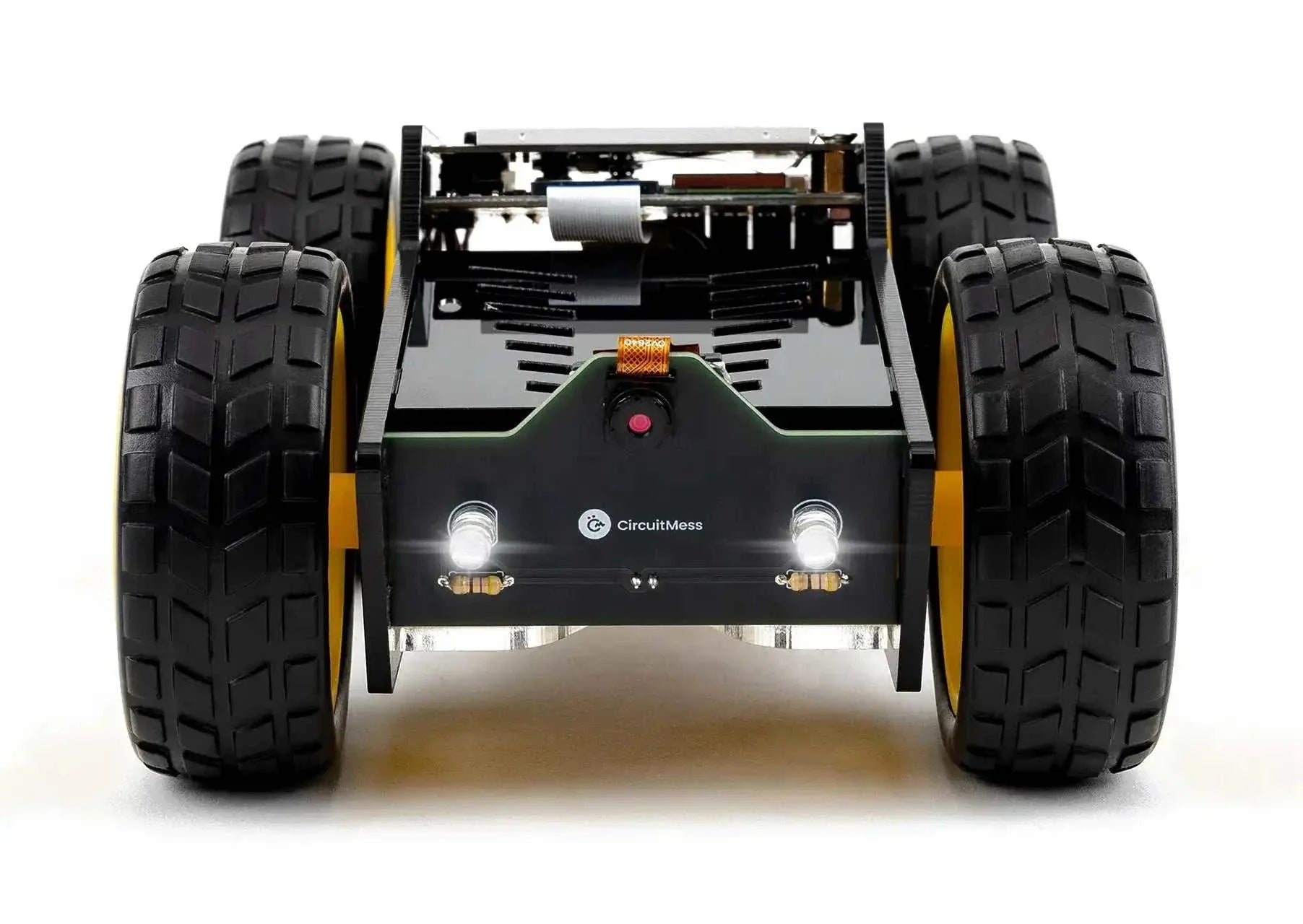 Wheelson AI-powered self-driving robot car kit with large tires and front sensors for autonomous navigation and obstacle detection