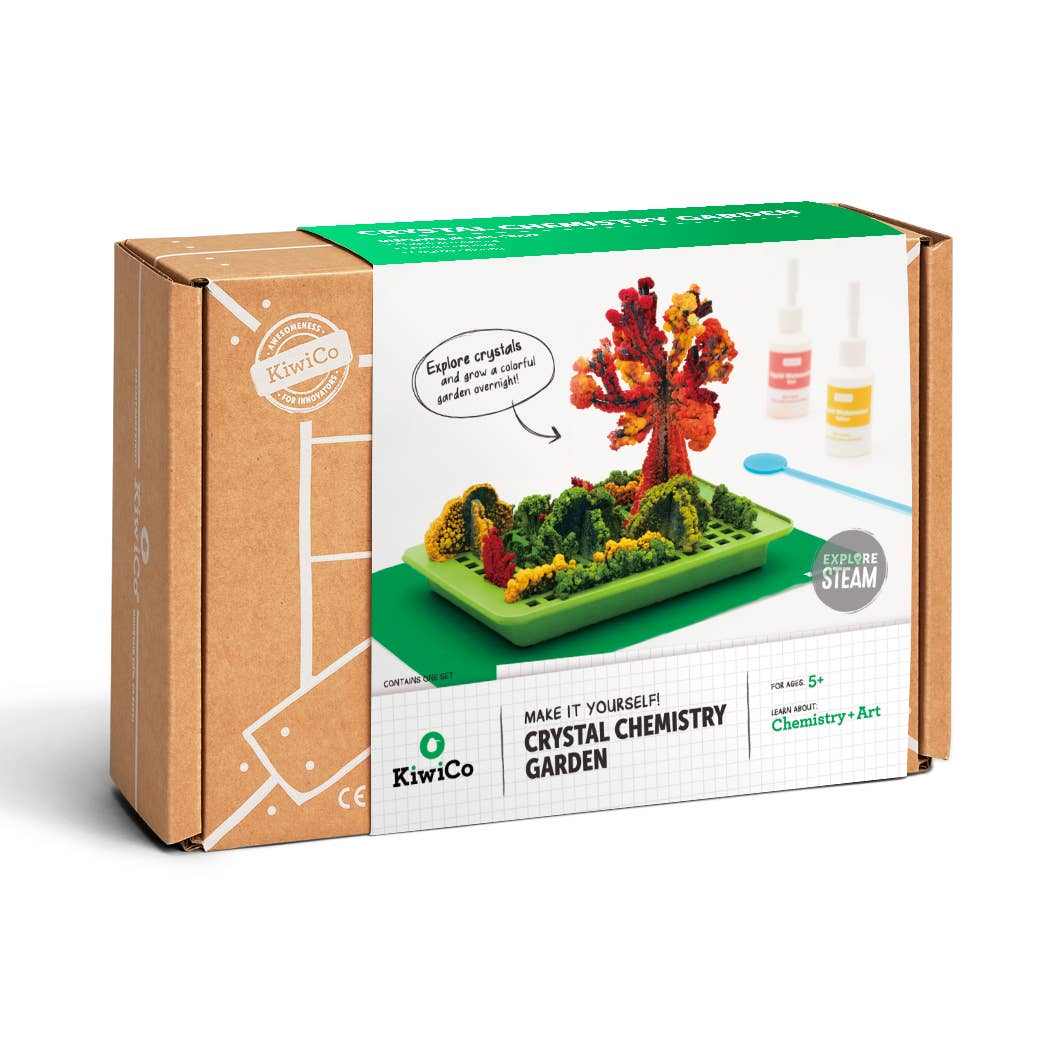 Crystal Chemistry Garden science kit for kids with build-it-yourself crystal garden and colorful liquid watercolors