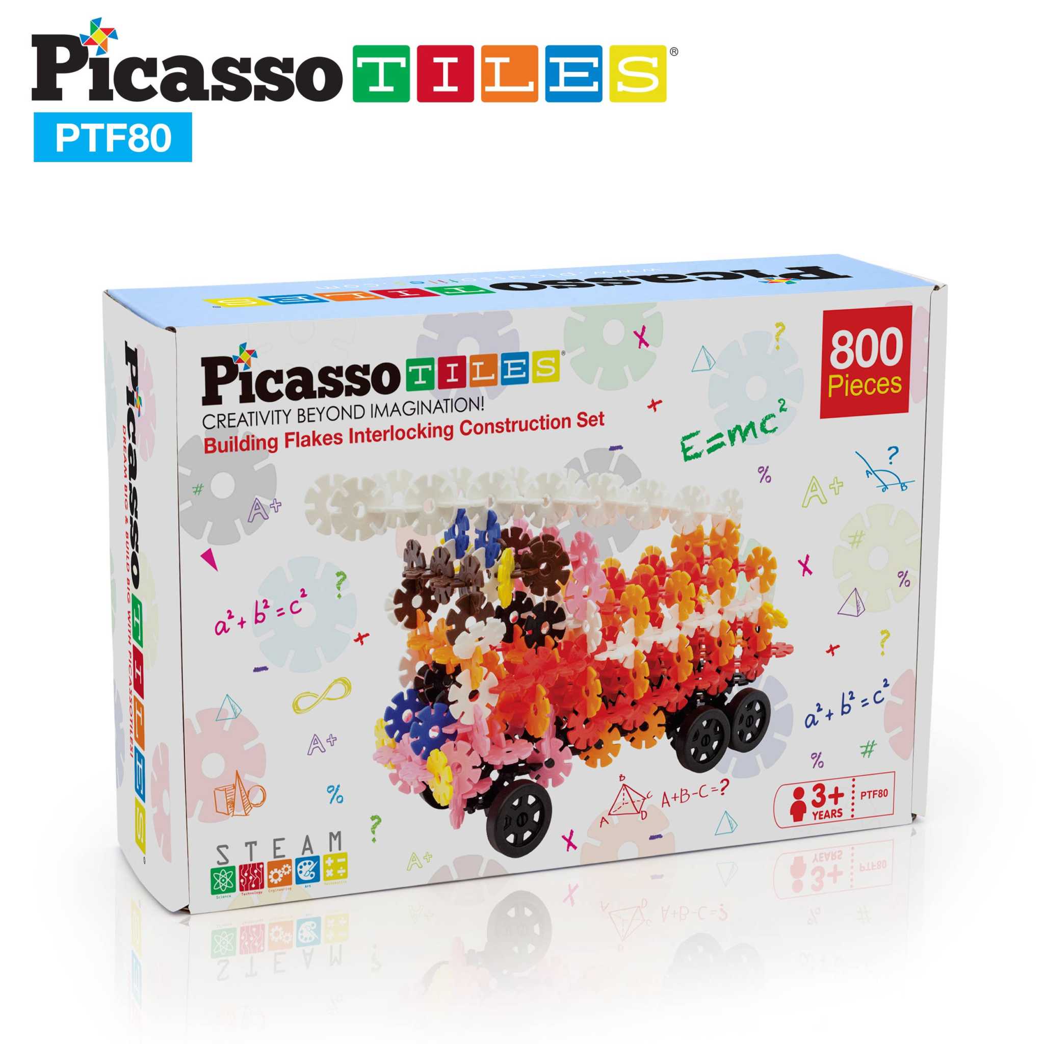 PicassoTiles 800pc Building Chips interlocking construction set with colorful discs and wheels for STEM learning and creative building