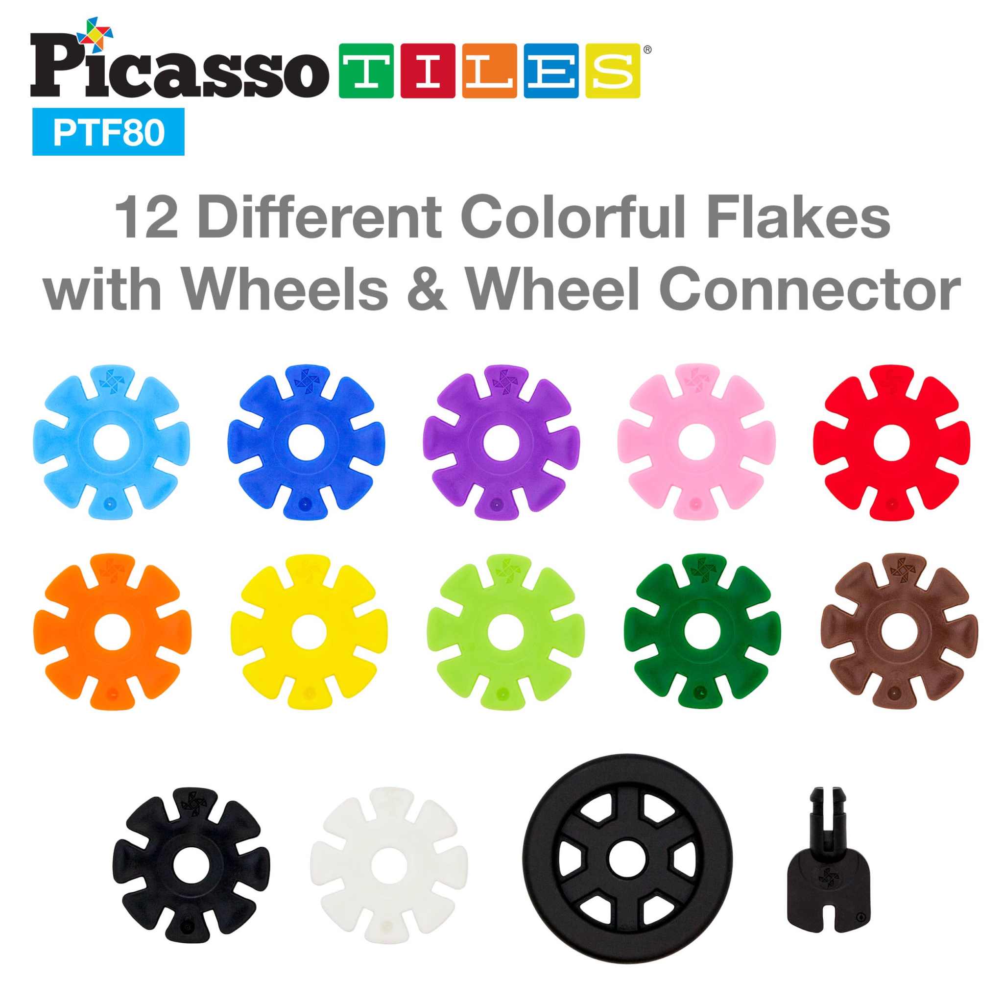 PicassoTiles 800pc Building Chips colorful interlocking discs with wheels and connectors for STEM learning and creative play