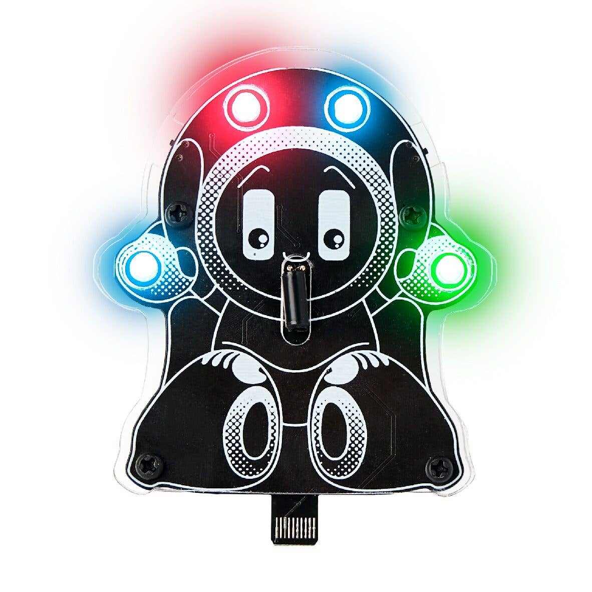 Wacky Robot Robby mini build-it-yourself motion-reactive robot with LED lights for kids learning electronics and sensors