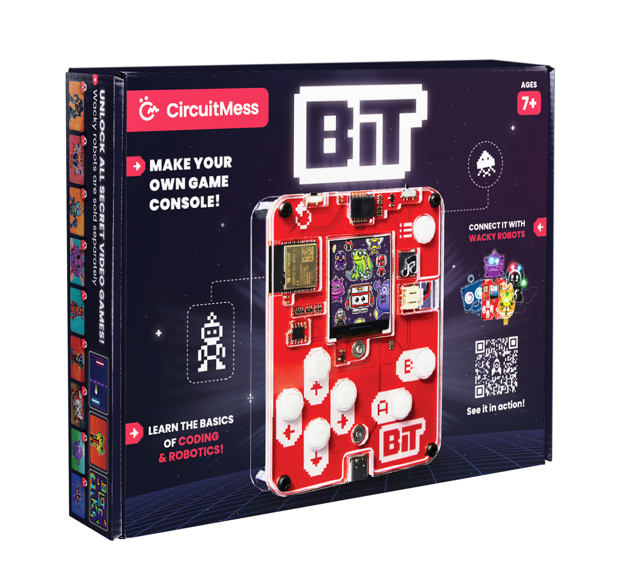 Circuit Mess BiT DIY game console kit for STEM education with coding and robotics basics, customizable and portable for ages 7+