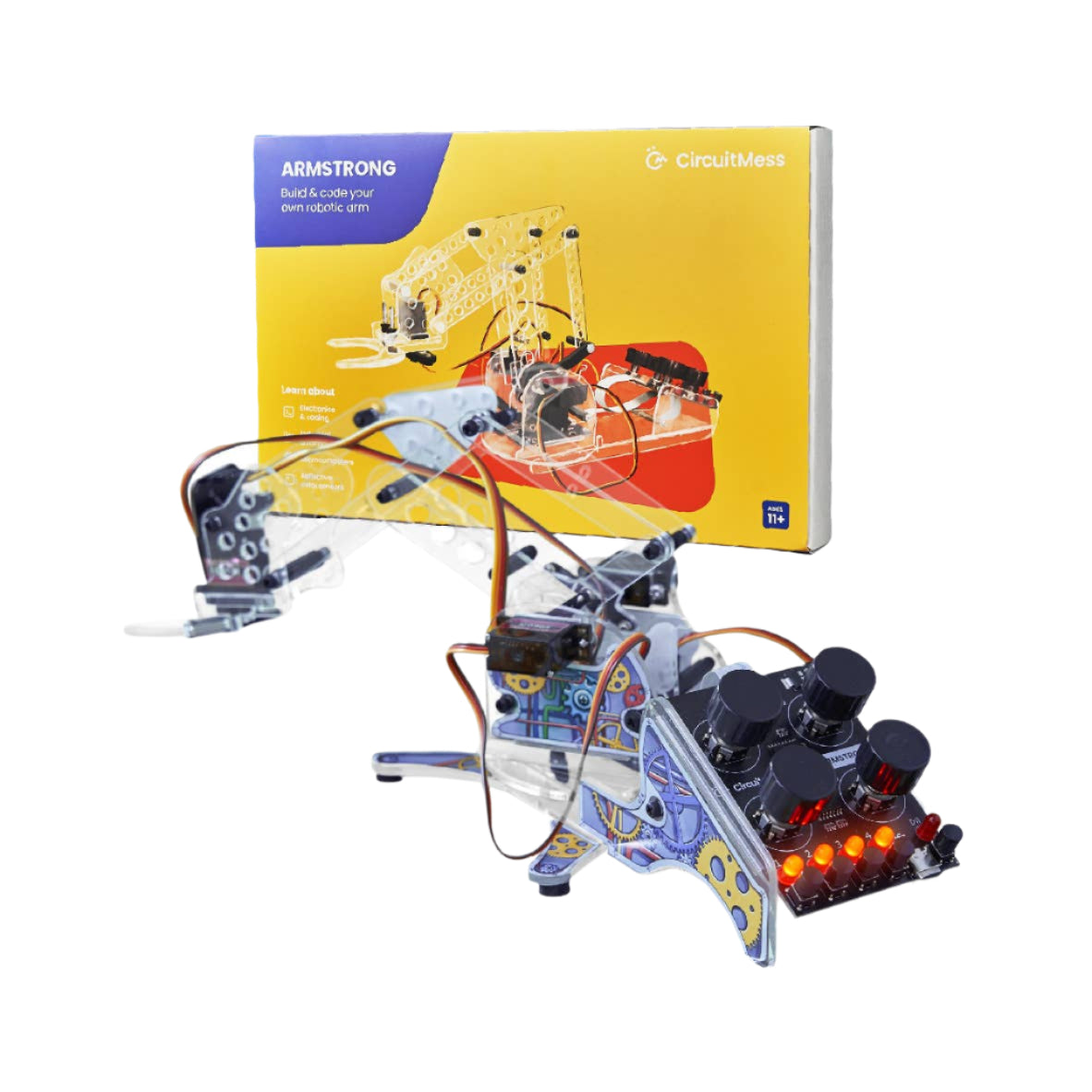 DIY Color Detecting Robotic Arm kit with packaging, ideal for learning robotics and coding.
