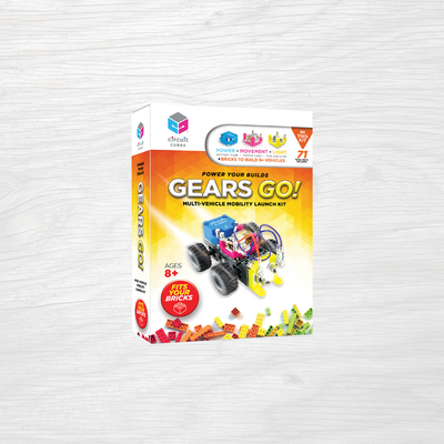 Gears GO! STEM launch kit with 70+ pieces for building motorized vehicles and learning mechanical engineering.
