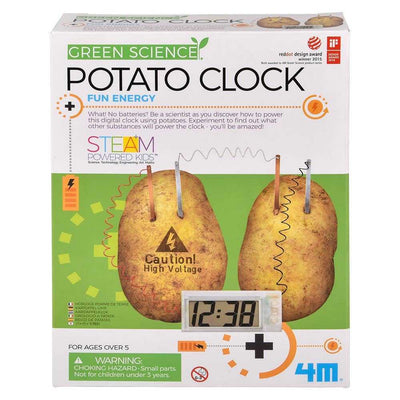 Potato Clock science kit powering a digital clock using potatoes for educational experiments