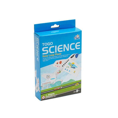 PlaySTEAM Hula Loop Aerobatic Stunt Plane kit for kids with 5 pieces, teaches flight science with loop flying airplane and learning booklet