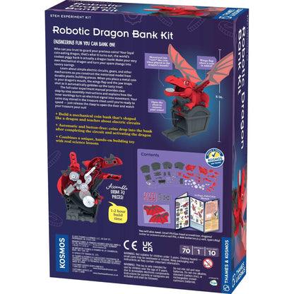 Robotic Dragon Bank Kit STEM toy with motorized coin-eating dragon model and educational assembly manual