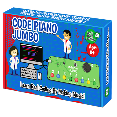 Code Piano Jumbo coding kit with arcade-style buttons and built-in speaker for kids 8+ to learn coding through music creation