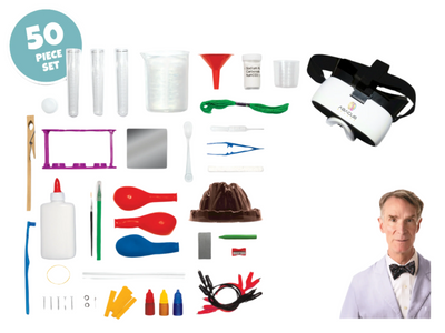 Bill Nye's VR Science Kit with 50-piece STEM tools and VR goggles for interactive experiments