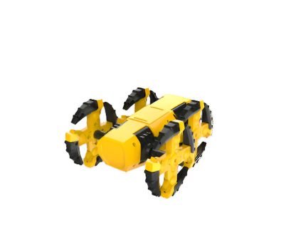 Agent992 Robot with yellow chassis and black wheels, featuring 140 assembly pieces for ages 8+, capable of forward movement, gesture control, and auto navigation.