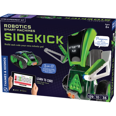 Robotics Smart Machines Sidekick STEM kit with 2-in-1 robot and rover, programmable via app and keypad