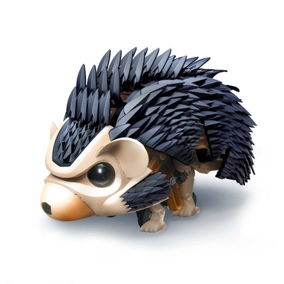 Robotic pet hedgehog toy with black spines, LED eyes, and interactive sound sensor features