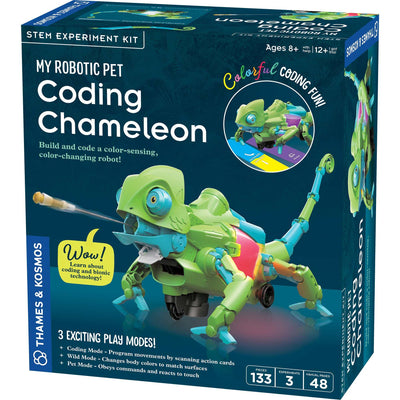 My Robotic Pet Coding Chameleon STEM kit with color-changing, gesture-responsive robotic reptile and three play modes