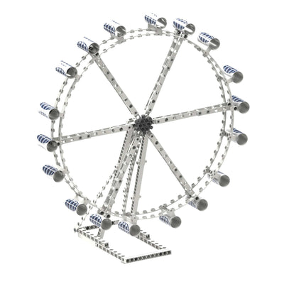 Model Ferris wheel built from modular architectural engineering kit pieces