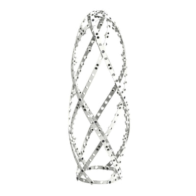 Metal modular model structure demonstrating architectural engineering principles with curved and intersecting beams