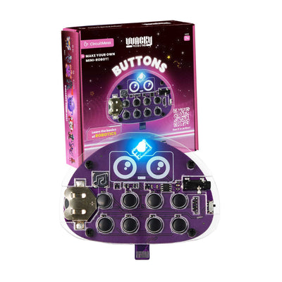 Wacky Robot Buttons mini robot electronic music kit with LED lights and circuit board for kids ages 7+