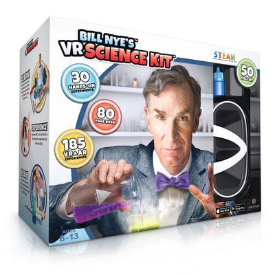 Bill Nye's VR Science Kit with 30 experiments, 80-page augmented reality book, VR goggles, and interactive virtual science lab for kids ages 8-13