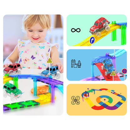 PicassoTiles 3 Pack Cars for Magnet Race Track Building Sets