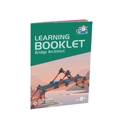 Learning booklet for Bridge Architect building set with step-by-step bridge construction guide and 123 pieces for ages 8+