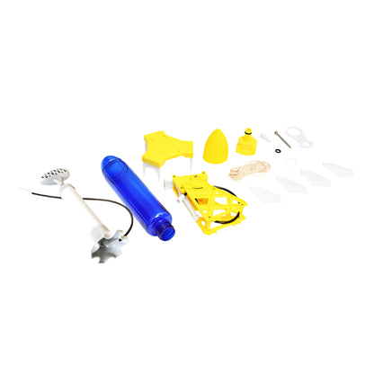 Water Powered Rocket Set components including air pump, rocket body, and launchpad.