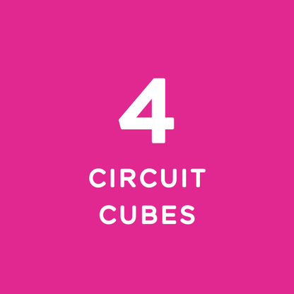 Space Rovers Kit by Circuit Cubes logo in pink background, STEM toy with Bluetooth for kids 8+.