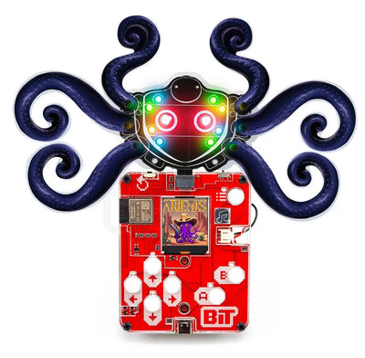 Wacky Robot Artemis DIY mini robot kit with blinking LEDs and circuit board featuring octopus design and colorful lights