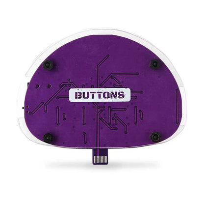 Wacky Robot Buttons mini robot synthesizer circuit board in purple with labeled buttons panel