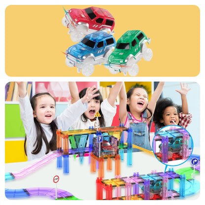 PicassoTiles 3 Pack Cars for Magnet Race Track Building Sets