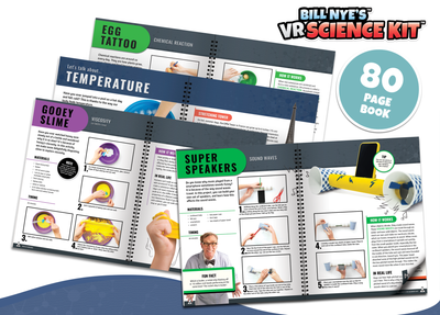 Bill Nye's VR Science Kit interactive 80-page augmented reality book with hands-on experiments and VR goggles for virtual science learning
