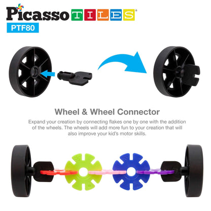 PicassoTiles 800pc Building Chips with wheels and connectors for creative STEM play and motor skill development