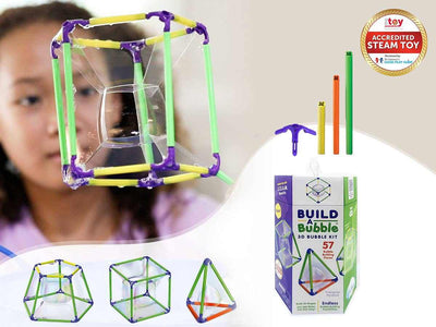 Build-A-Bubble Montessori 3D bubble kit with geometric shapes and 57 pieces for STEM learning and motor skill development