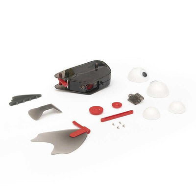 Parts of a robotic fish kit made from recycled materials for ocean conservation education